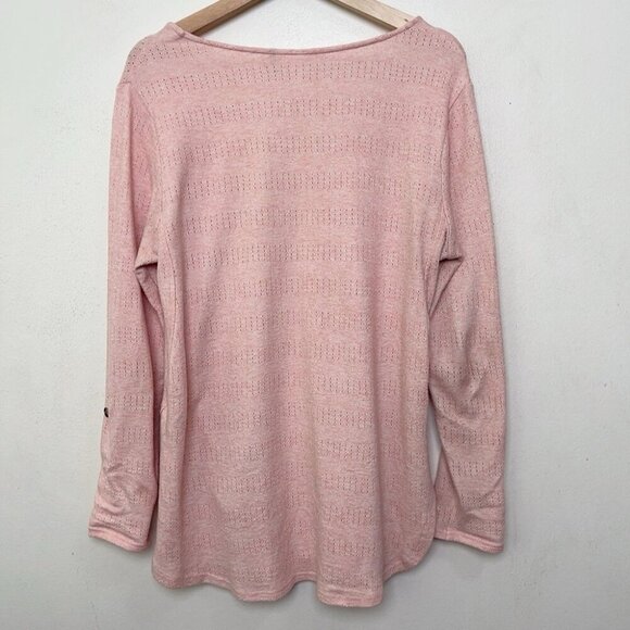 Anthropologie Akemi + Kin Womens Medium Pink Sylvie Pointelle Top - Picture 13 of 13